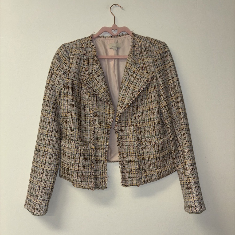 Loft Pink Tweed Jacket Blazer Women's Sz‎ Sm 4 Coat VTG Classy 2026 Chic Iconic